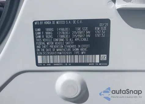 2022 Honda Hr-V Awd Lx z USA, uszkodzony, nr VIN 3CZRU6H31NM702694